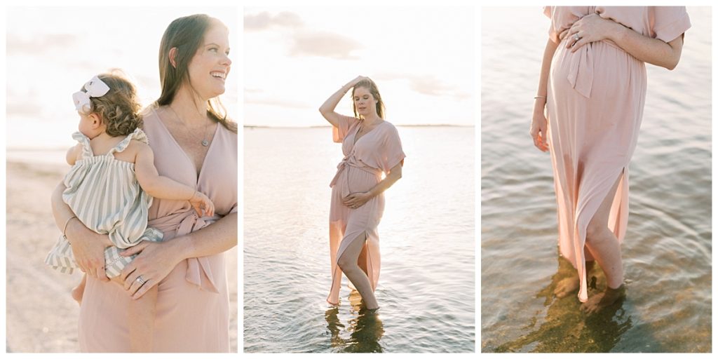 Collage of three images at Fort Clinch State Park for a maternity photography session in Jacksonville, FL