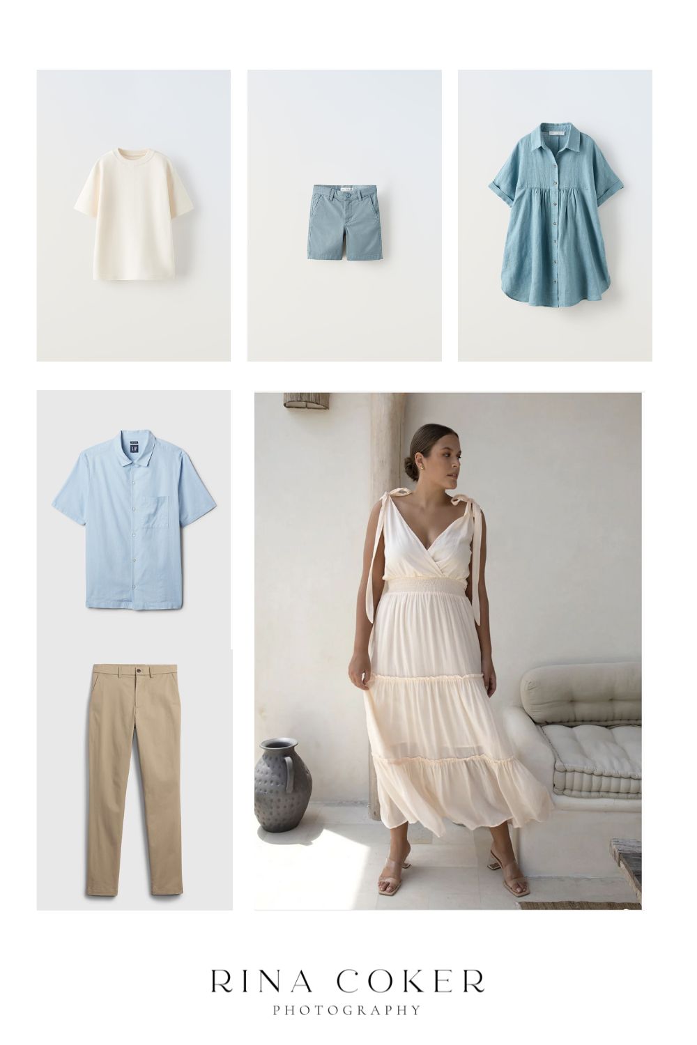 Collage of family beach photos outfit inspirations.